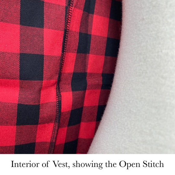 Red & Black Buffalo Plaid Asymmetric Open Vest - Picture 14 of 16